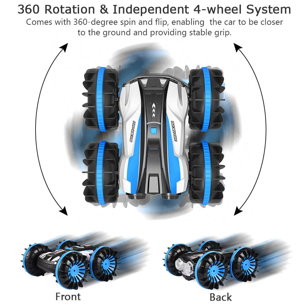 ALLCACA 2.4G RC Car Boat Land Water RC Stunt Car Double Sided Remote - ALLCACA