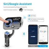 ALLCACA Car FM Transmitter Wireless Audio Adapter Receiver Hands Free Car Kit with QC3.0 Charging and 7-Color Backlit, 4 Play Modes - ALLCACA