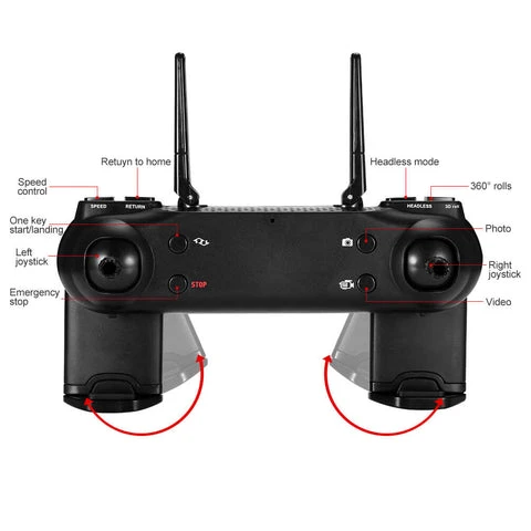 ALLCACA RC Drone 6-axis Gyro Quadcopter Optical Flow Positioning Drone with Double 720P HD Cameras Altitude Hold Headless Mode and 360° Flip Black - ALLCACA