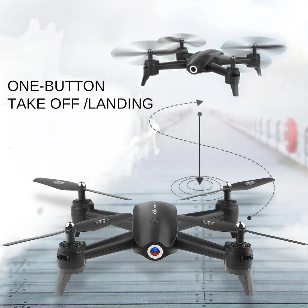 ALLCACA RC Drone 6-axis Gyro Quadcopter Optical Flow Positioning Drone with Double 720P HD Cameras Altitude Hold Headless Mode and 360° Flip Black - ALLCACA