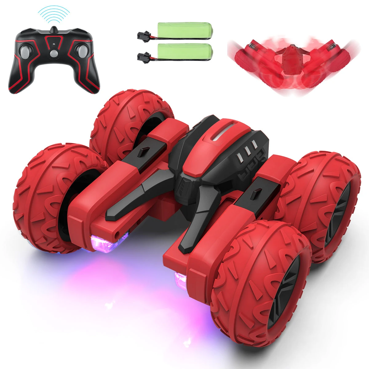 Allcaca 360 Degree Rotation Electric RC Cars High Speed Off Road Stunt RC Car with Cool Stunt Race Toy with 2 Rechargeable Batteries - ALLCACA