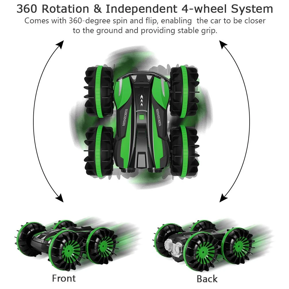 ALLCACA 2.4G RC Car Boat Land Water RC Stunt Car Double Sided Remote - ALLCACA