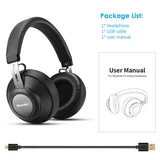 ALLCACA TS-1 Hi-Fi Headphones Wireless Headset On-ear Earphones, Detachable and Elastic Memory Earmuffs, Black - ALLCACA