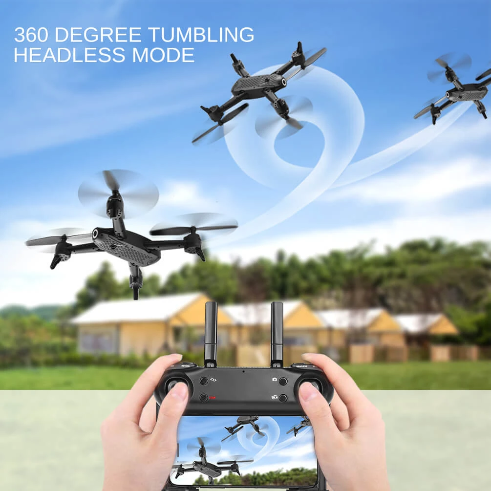 ALLCACA RC Drone 6-axis Gyro Quadcopter Optical Flow Positioning Drone with Double 720P HD Cameras Altitude Hold Headless Mode and 360° Flip Black - ALLCACA