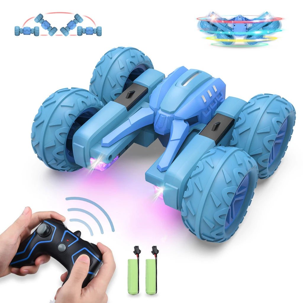 Allcaca 360 Degree Rotation Electric RC Cars High Speed Off Road Stunt RC Car with Cool Stunt Race Toy with 2 Rechargeable Batteries - ALLCACA