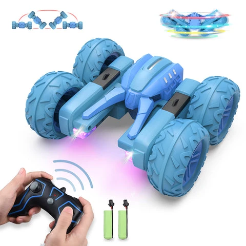 Allcaca 360 Degree Rotation Electric RC Cars High Speed Off Road Stunt RC Car with Cool Stunt Race Toy with 2 Rechargeable Batteries - ALLCACA