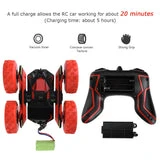 ALLCACA 1:28 RC Stunt Cars 180 Flip Waterproof Remote Control Car Truck, Red - ALLCACA