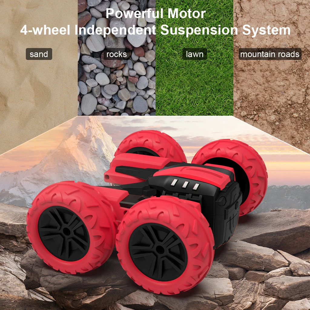Allcaca 360 Degree Rotation Electric RC Cars High Speed Off Road Stunt RC Car with Cool Stunt Race Toy with 2 Rechargeable Batteries - ALLCACA