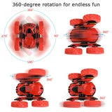 ALLCACA 1:28 RC Stunt Cars 180 Flip Waterproof Remote Control Car Truck, Red - ALLCACA