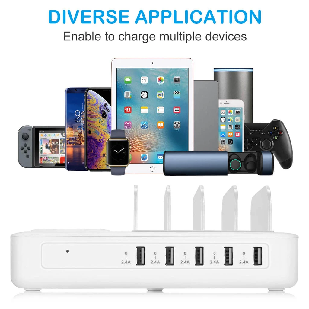 ALLCACA Wireless Charging Station Dock 6-in-1 Desktop Charger Organizer - ALLCACA