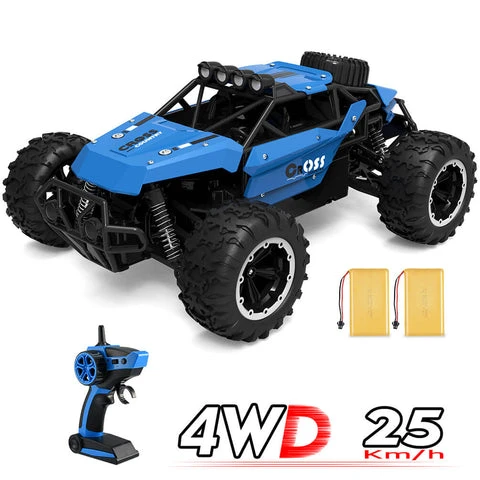 ALLCACA 2.4GHz High-speed Remote Control Car Boat 1/16 Scale RC Off-road Vehicle 4WD RC Stunt Car for Kids, Blue - ALLCACA