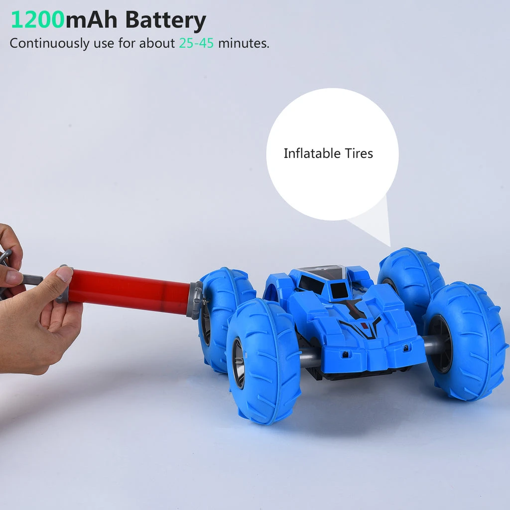 AOPOY Remote Control Car, Stunt RC Car for Kids Double Sided Flip Upright Car Remote Control Car Cool Stunt Race Toy Gifts RC Cars for Boys Age 3-12 (Blue) - ALLCACA