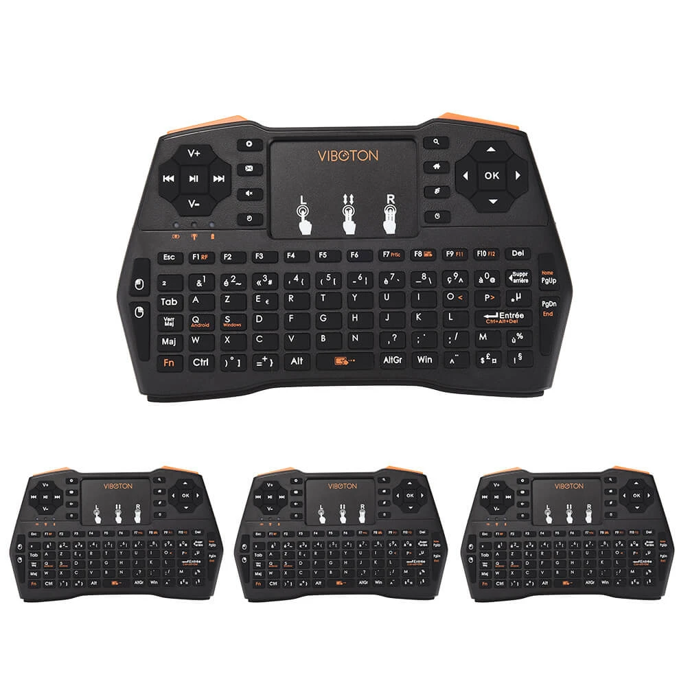 ALLCACA 2.4GHz Wireless Mini Keyboard Air Mouse Touchpad Keyboard, French, Lithium Battery - ALLCACA
