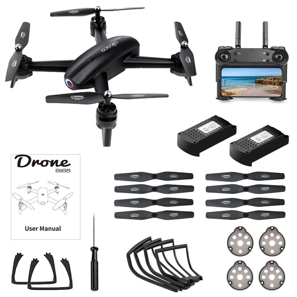 ALLCACA RC Drone 6-axis Gyro Quadcopter Optical Flow Positioning Drone with Double 720P HD Cameras Altitude Hold Headless Mode and 360° Flip Black - ALLCACA