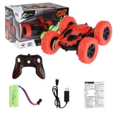 ALLCACA 1:28 RC Stunt Cars 180 Flip Waterproof Remote Control Car Truck, Red - ALLCACA