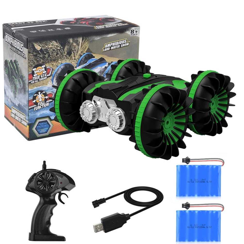 ALLCACA 2.4G RC Car Boat Land Water RC Stunt Car Double Sided Remote - ALLCACA