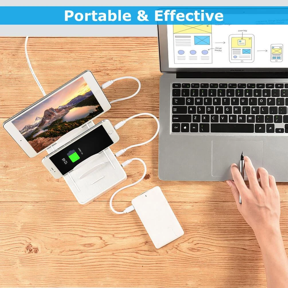 ALLCACA Integrated USB Charging Station 6-port Charging Hub Intelligent Charging Stand Organizer for Cellphones and Tablets, UK Plue - ALLCACA
