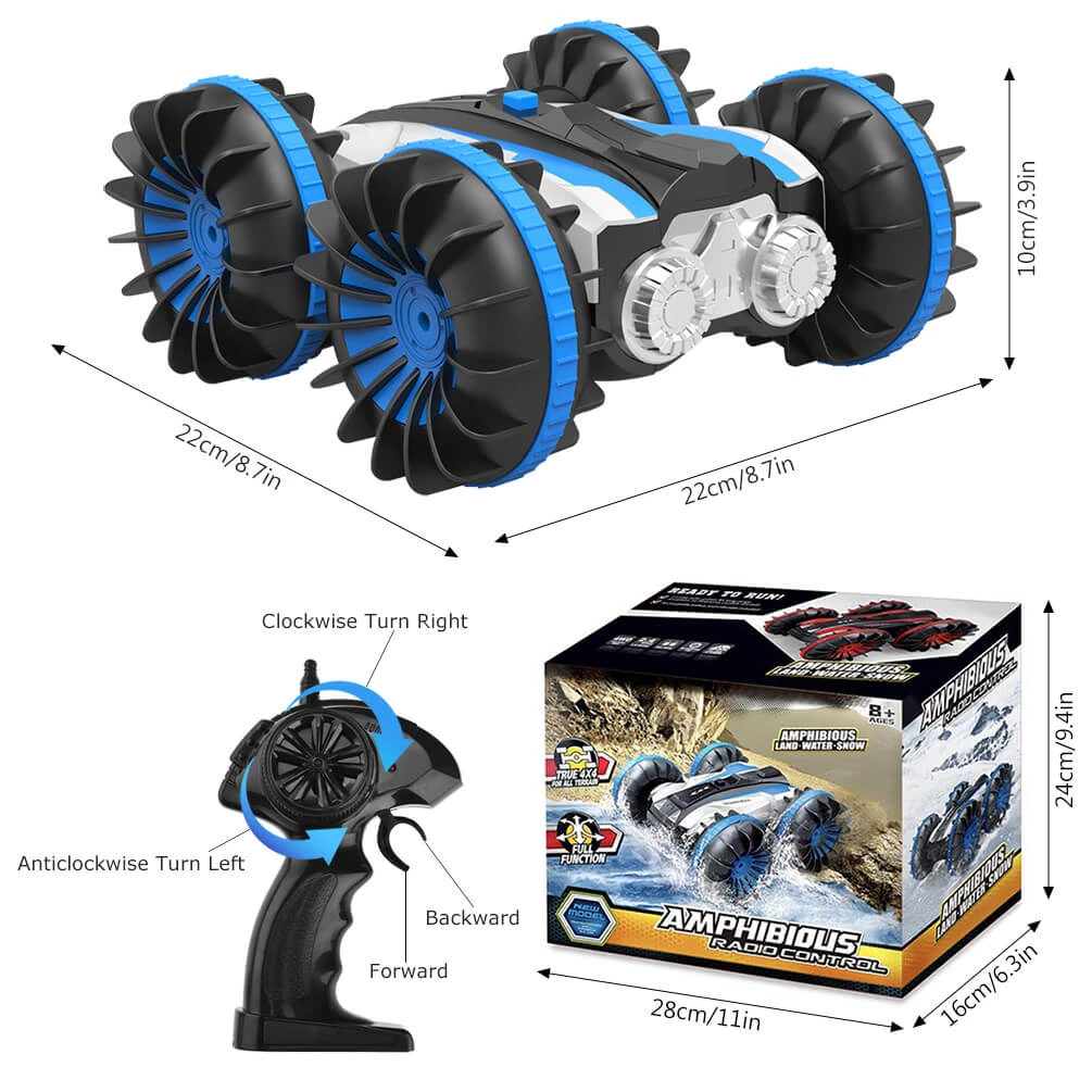 ALLCACA 2.4G RC Car Boat Land Water RC Stunt Car Double Sided Remote - ALLCACA