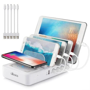 ALLCACA Wireless Charging Station Dock 6-in-1 Desktop Charger Organizer - ALLCACA