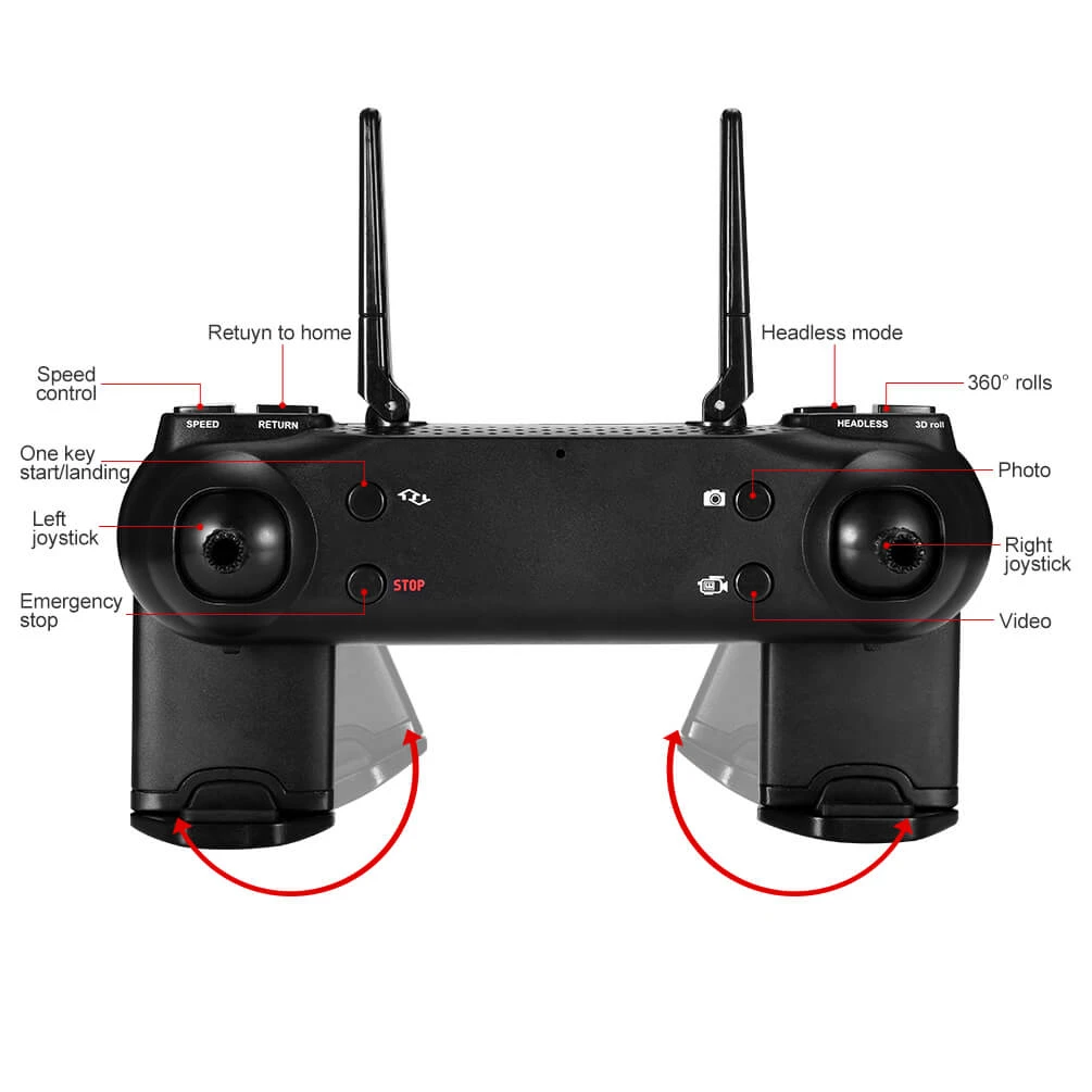 ALLCACA RC Drone 6-axis Gyro Quadcopter Optical Flow Positioning Drone with Double 720P HD Cameras Altitude Hold Headless Mode and 360° Flip Black - ALLCACA