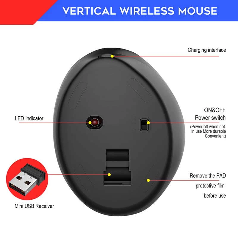ALLCACA 2.4G Wireless Game Mouse Rechargeable Game Mouse with Ergonomic Design - ALLCACA