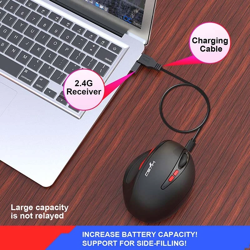 ALLCACA 2.4G Wireless Game Mouse Rechargeable Game Mouse with Ergonomic Design - ALLCACA