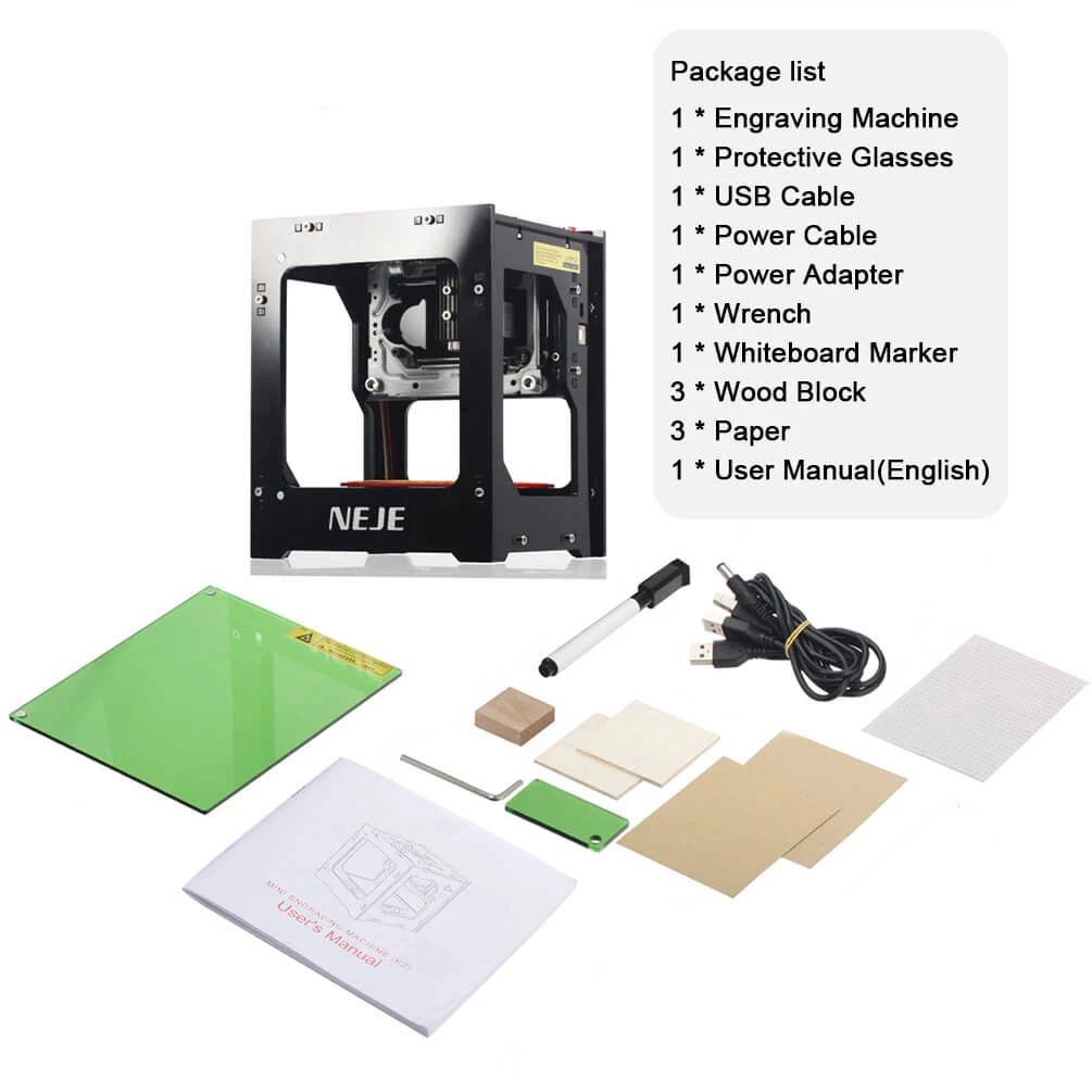 ALLCACA 3000mW Laser Carving Machine DIY Laser Engraver Printer Wood Burning Tools Bluetooth models, mobile phone control, black - ALLCACA