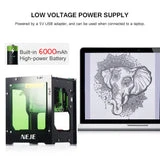 ALLCACA 3000mW Laser Carving Machine DIY Laser Engraver Printer Wood Burning Tools Bluetooth models, mobile phone control, black - ALLCACA