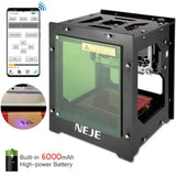 ALLCACA 3000mW Laser Carving Machine DIY Laser Engraver Printer Wood Burning Tools Bluetooth models, mobile phone control, black - ALLCACA
