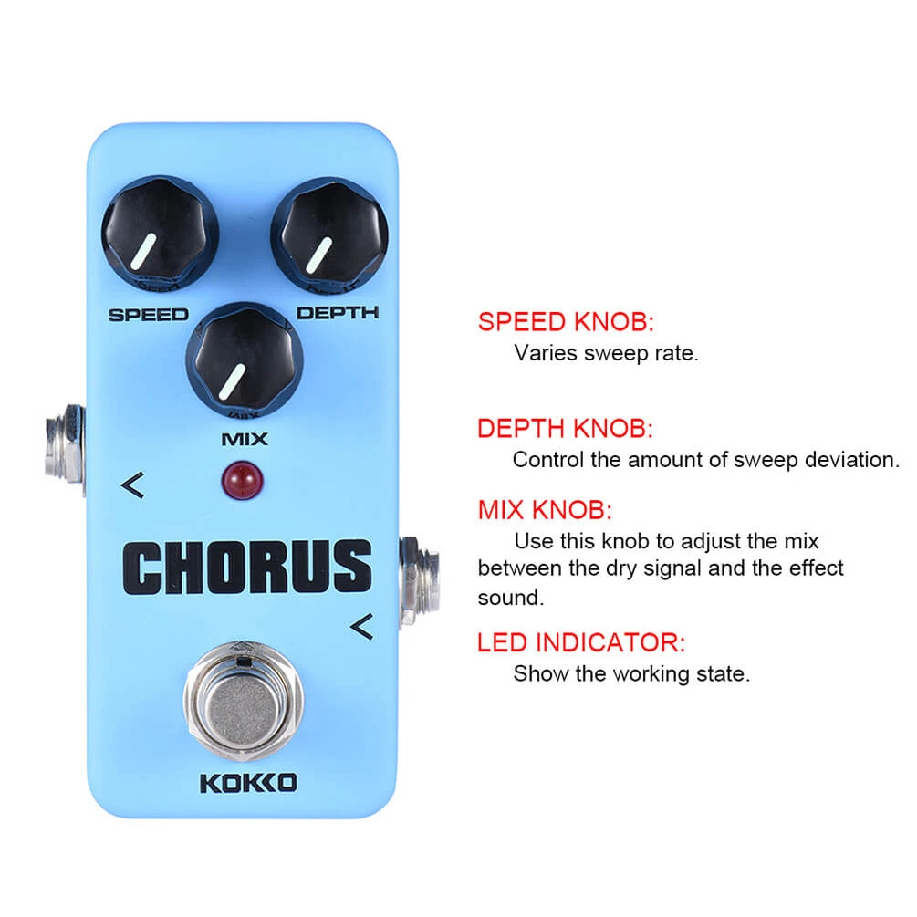 ALLCACA Chorus Guitar Effect Pedal Mini Guitar Chorus Pedal Portable Analog True Bypass, Blue - ALLCACA