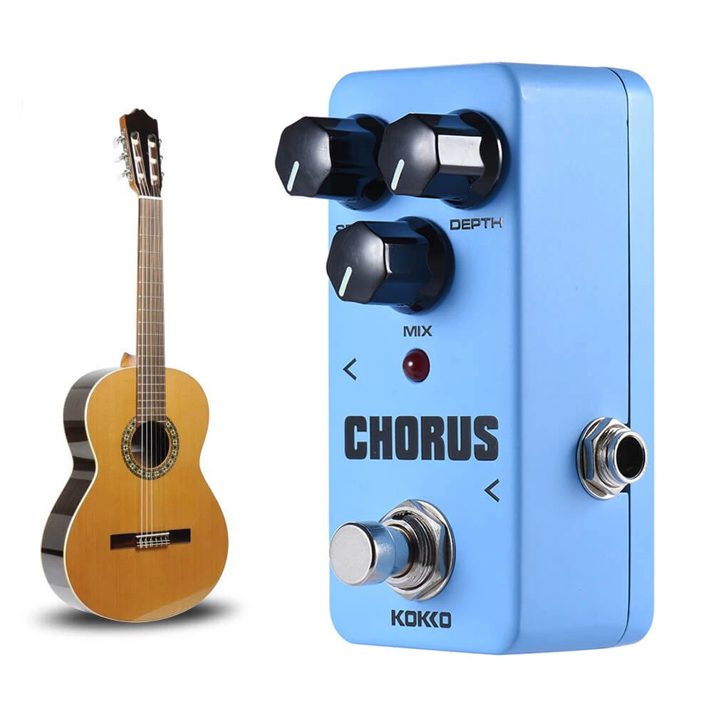 ALLCACA Chorus Guitar Effect Pedal Mini Guitar Chorus Pedal Portable Analog True Bypass, Blue - ALLCACA