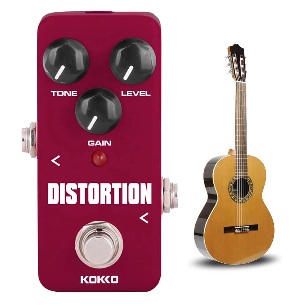 ALLCACA Distortion Guitar Pedal Mini Guitar Effect Pedal Electric Guitar True Bypass, Wine - ALLCACA
