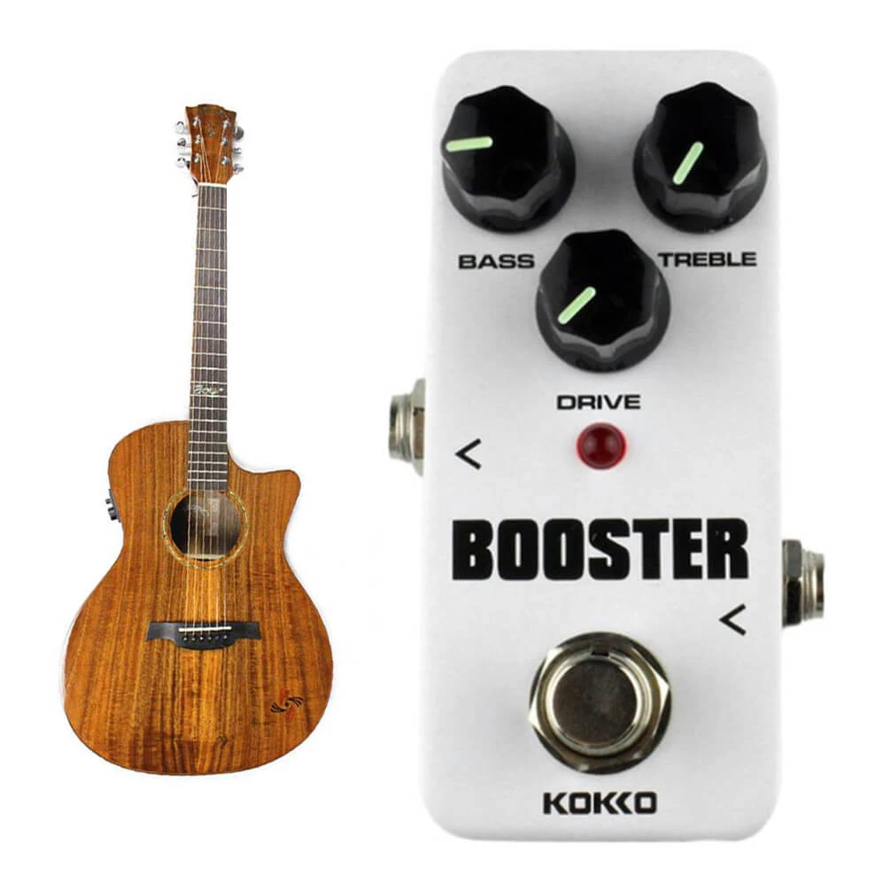 ALLCACA Guitar Booster Mini Guitar Effect Pedal Instrument True Bypass, Silver - ALLCACA