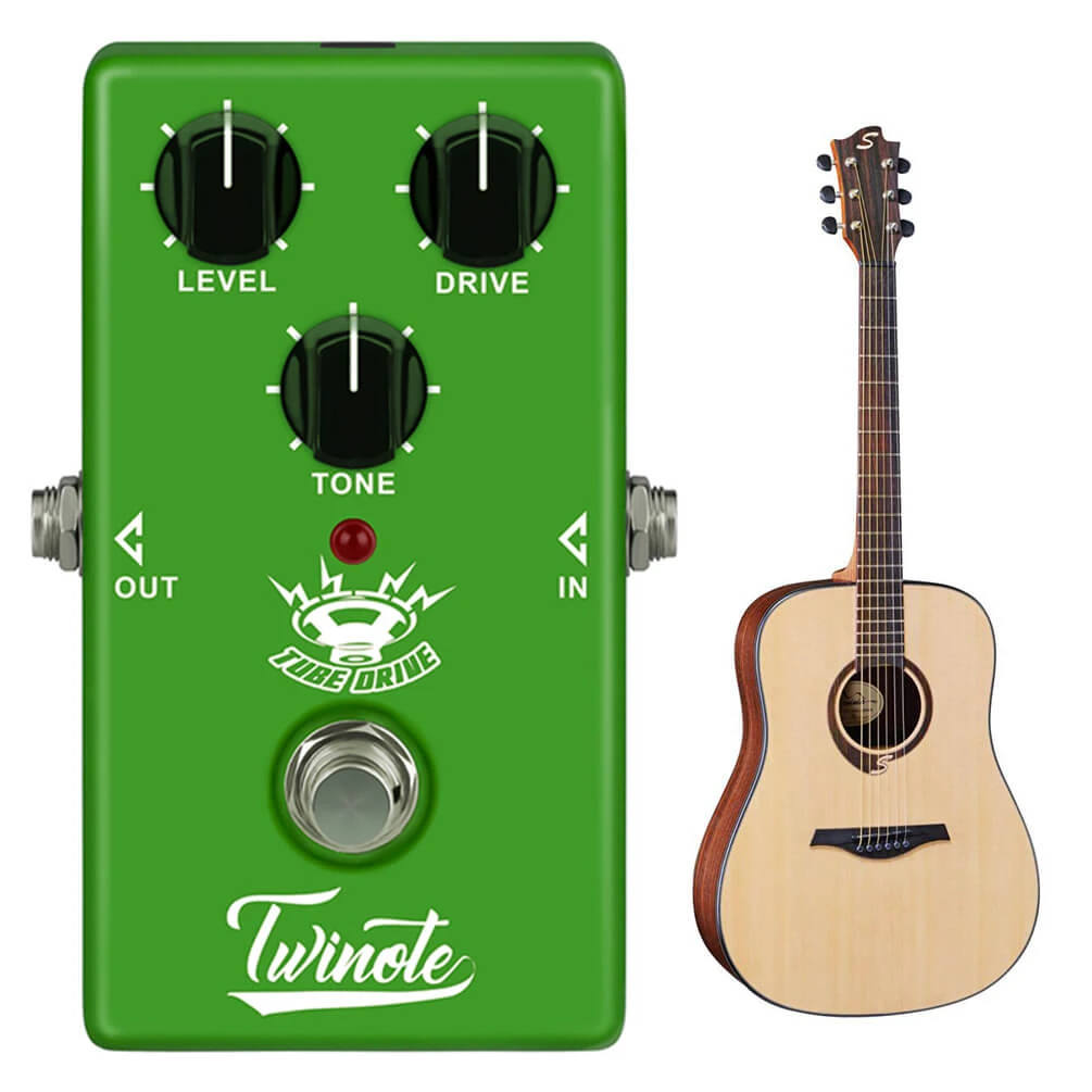 ALLCACA Tube Drive Guitar Overdrive Pedal Tube Overdrive Effects Pedal Guitar Effect Pedals, Green - ALLCACA