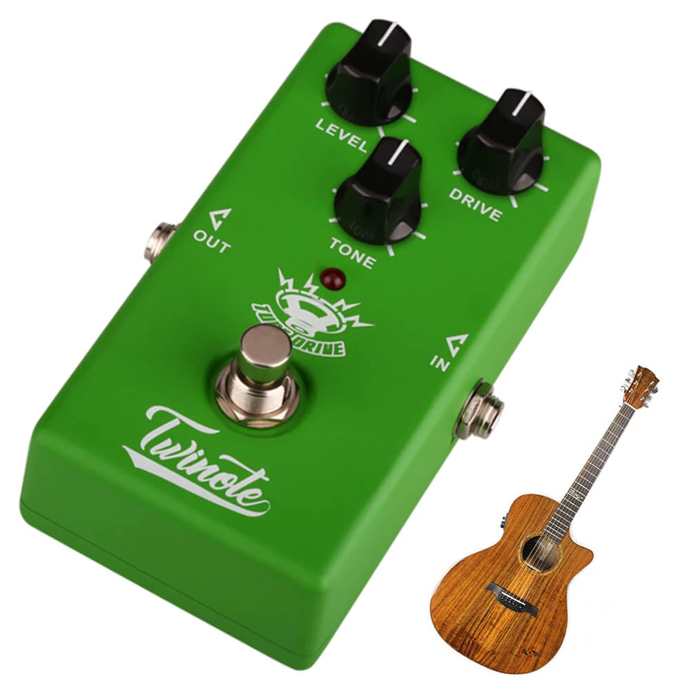 ALLCACA Tube Drive Guitar Overdrive Pedal Tube Overdrive Effects Pedal Guitar Effect Pedals, Green - ALLCACA