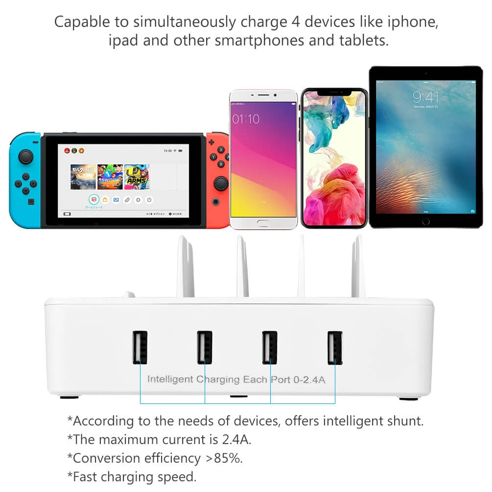 ALLCACA USB Charging Station 4-Port Charging Dock Charging Hub - ALLCACA