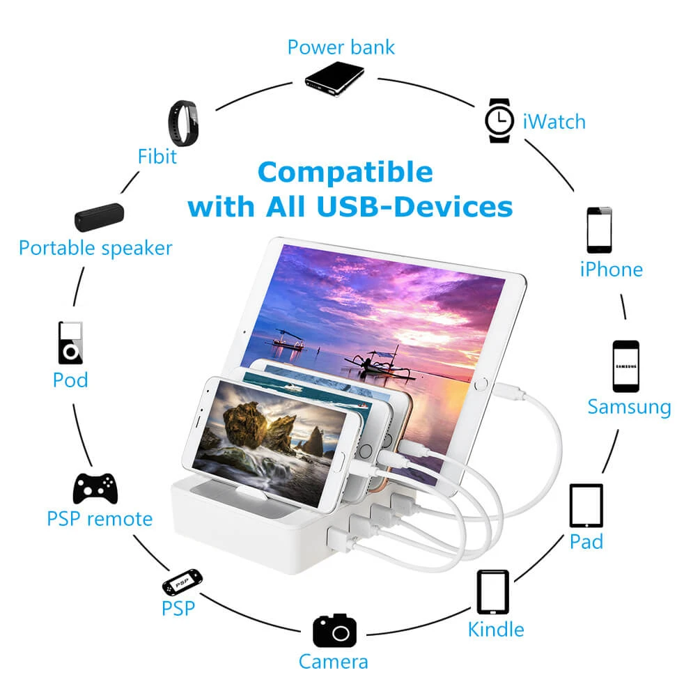 ALLCACA USB Charging Station 4-Port Charging Dock Charging Hub - ALLCACA