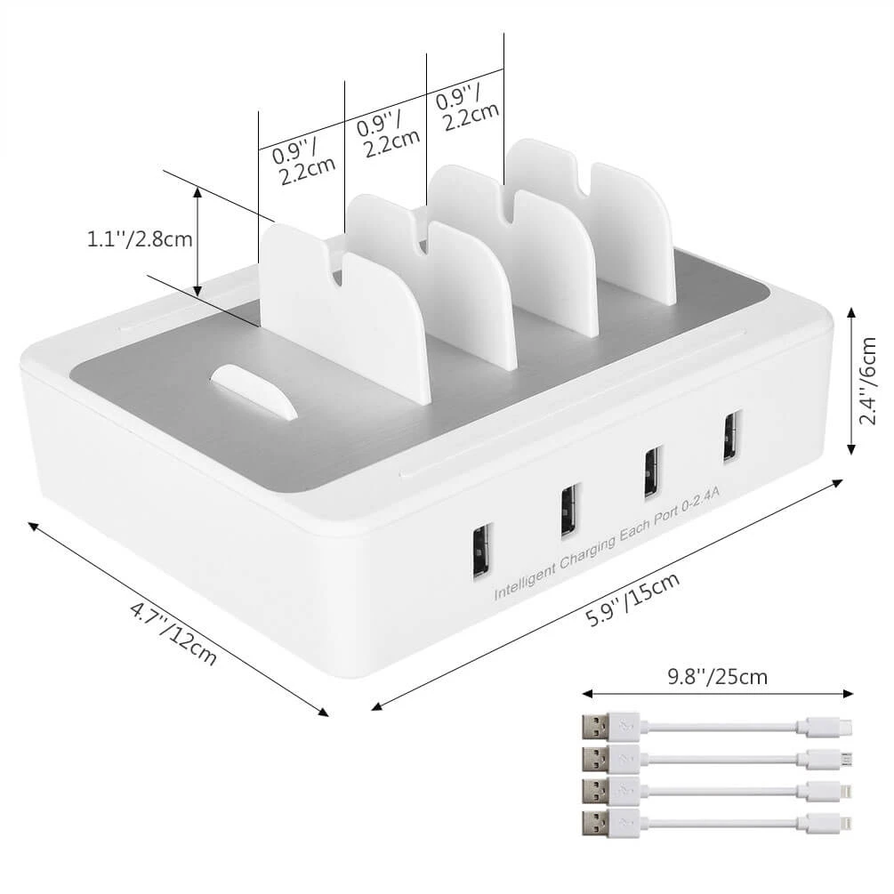ALLCACA USB Charging Station 4-Port Charging Dock Charging Hub - ALLCACA
