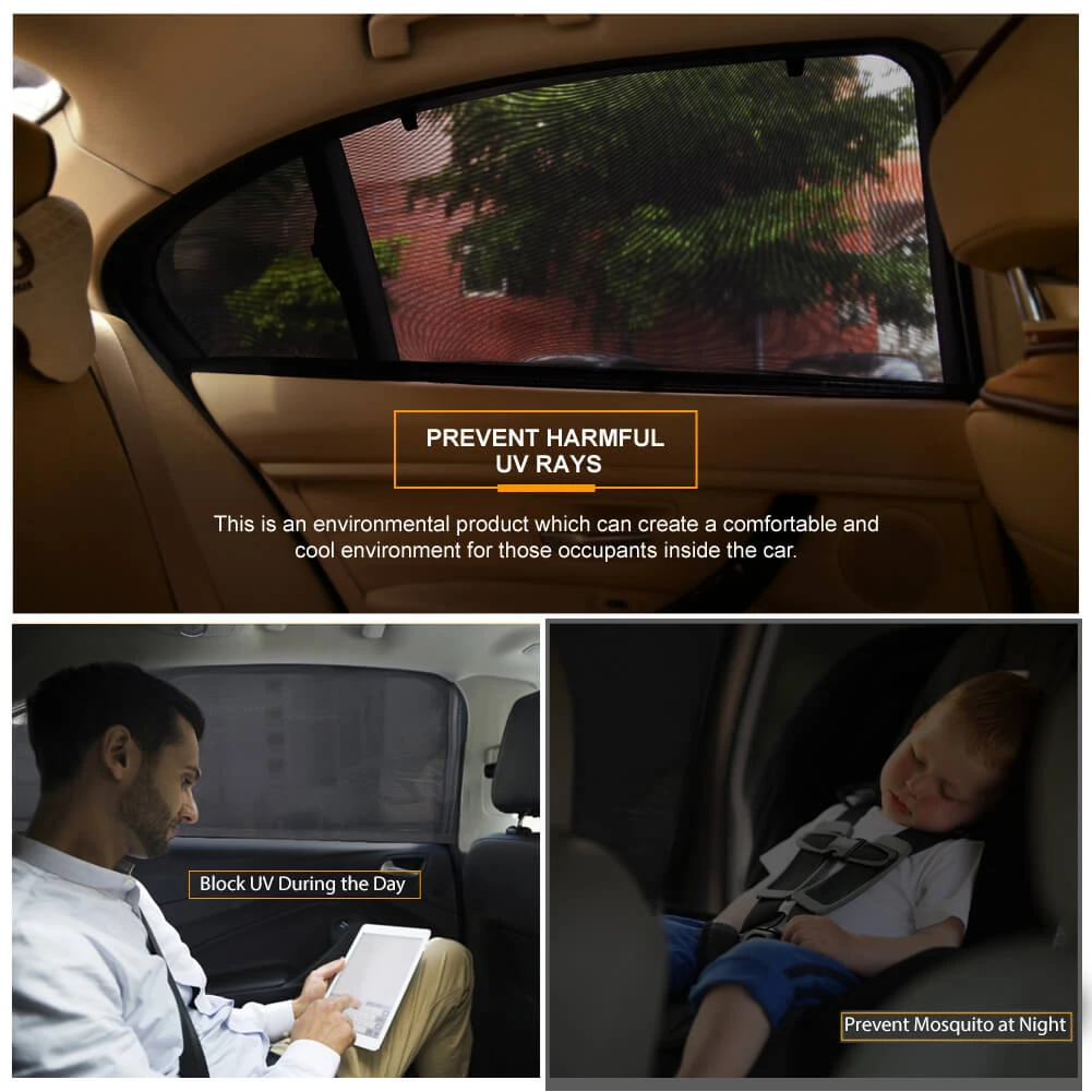 ALLCACA Universal Car Side Window Baby Kid Pet Breathable Sun Shade Mesh Backseat (2 Pcs) Fits Most Cars/SUVs - ALLCACA