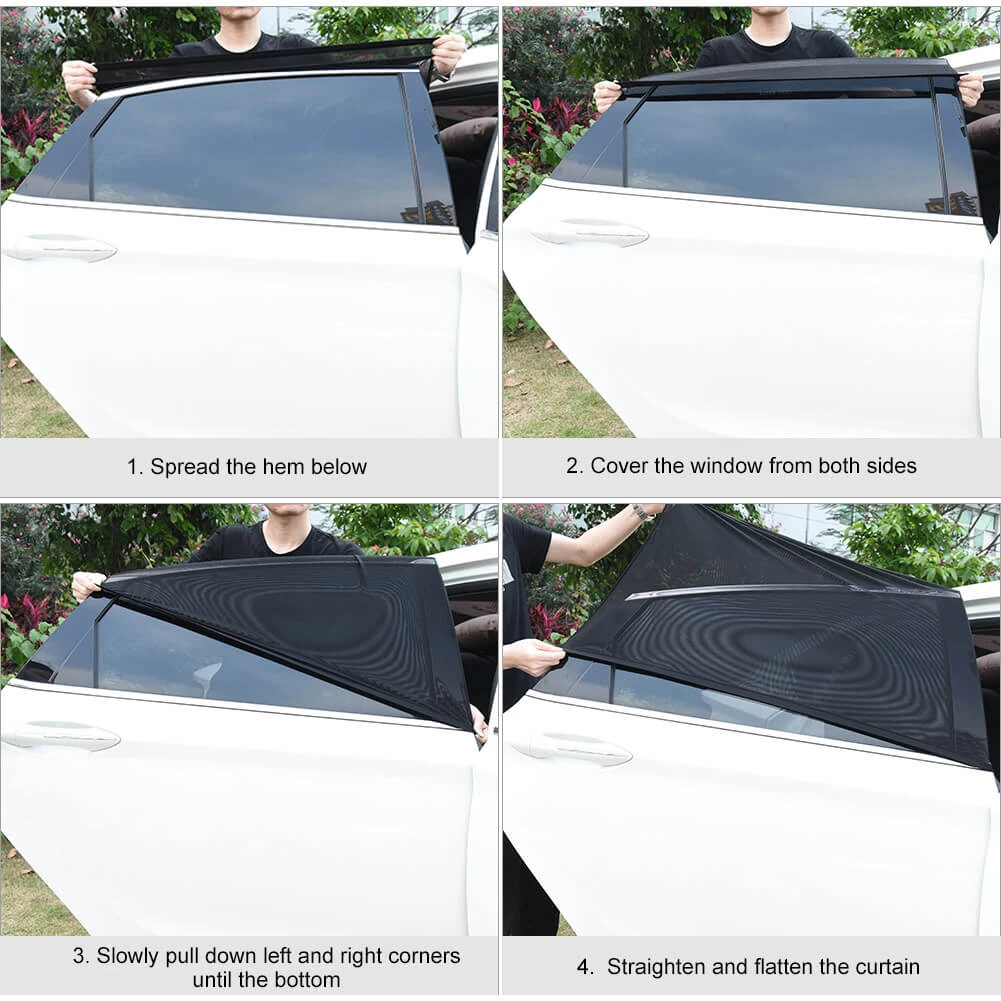 ALLCACA Universal Car Side Window Baby Kid Pet Breathable Sun Shade Mesh Backseat (2 Pcs) Fits Most Cars/SUVs - ALLCACA