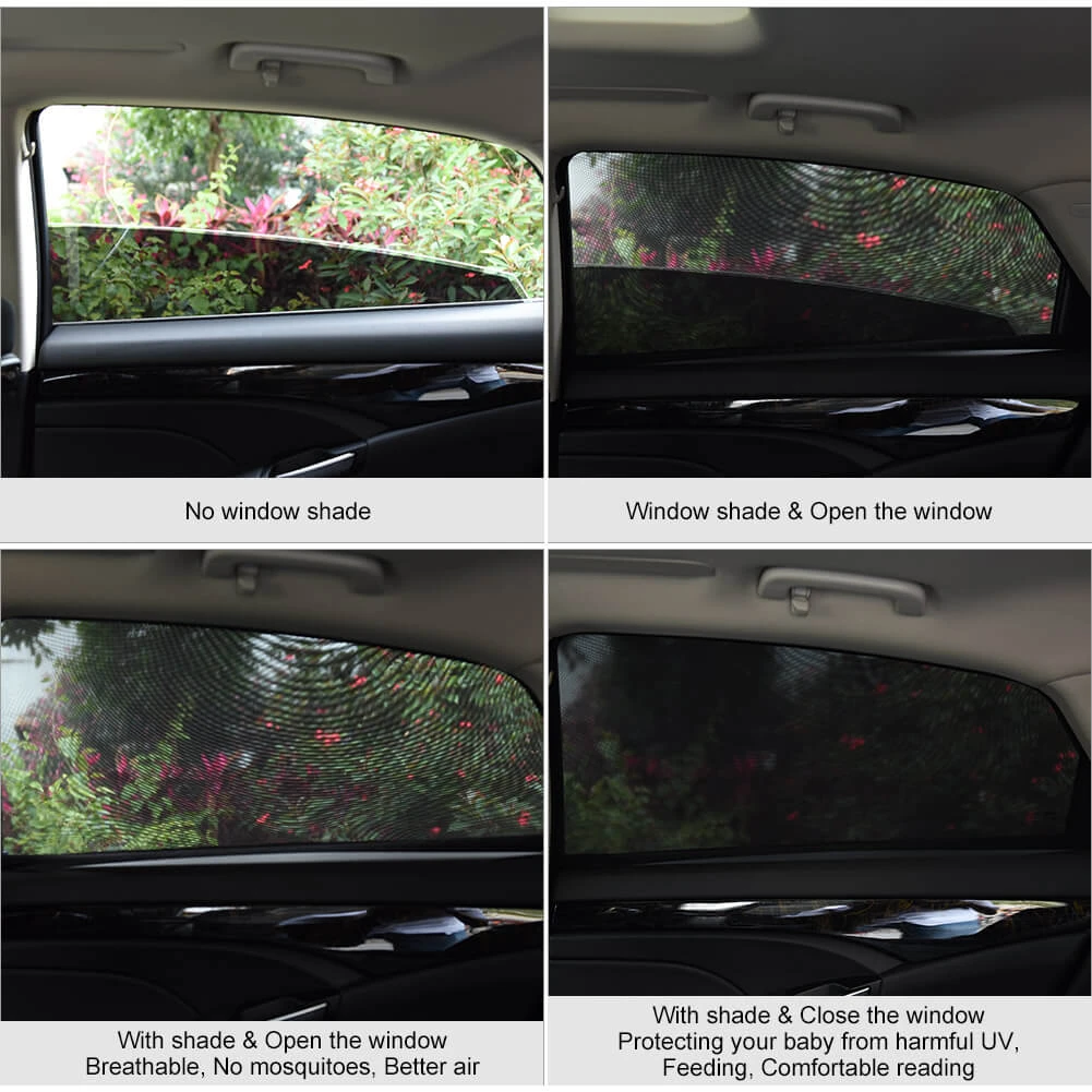 ALLCACA Universal Car Side Window Baby Kid Pet Breathable Sun Shade Mesh Backseat (2 Pcs) Fits Most Cars/SUVs - ALLCACA