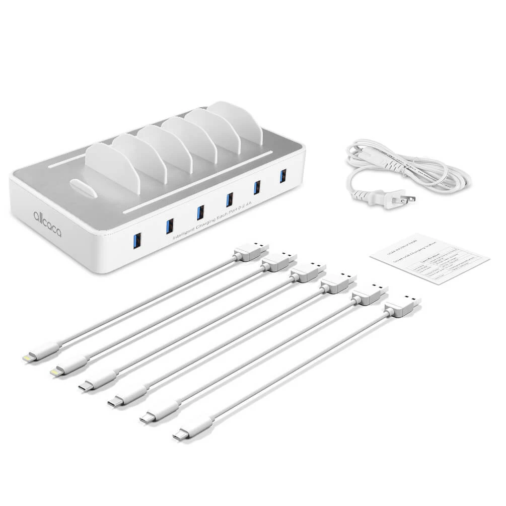 ALLCACA Integrated USB Charging Station 6-port Intelligent Charging Stand Organizer - ALLCACA