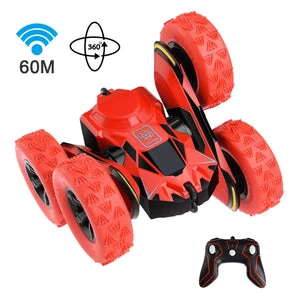 ALLCACA 1:28 RC Stunt Cars 180 Flip Waterproof Remote Control Car Truck, Red - ALLCACA