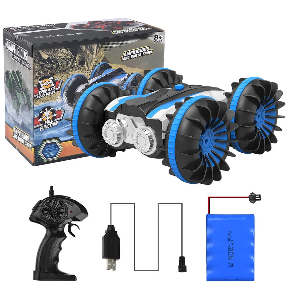 ALLCACA 2.4G RC Car Boat Land Water RC Stunt Car Double Sided Remote - ALLCACA