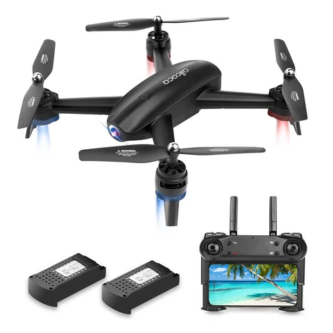 ALLCACA RC Drone 6-axis Gyro Quadcopter Optical Flow Positioning Drone with Double 720P HD Cameras Altitude Hold Headless Mode and 360° Flip Black - ALLCACA
