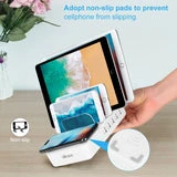 ALLCACA 40W Charging Station 5-Port Charging Dock Organizer with 1 Wireless Charging Pad, Removable Baffles Compatible for Multiple Devices, White - ALLCACA