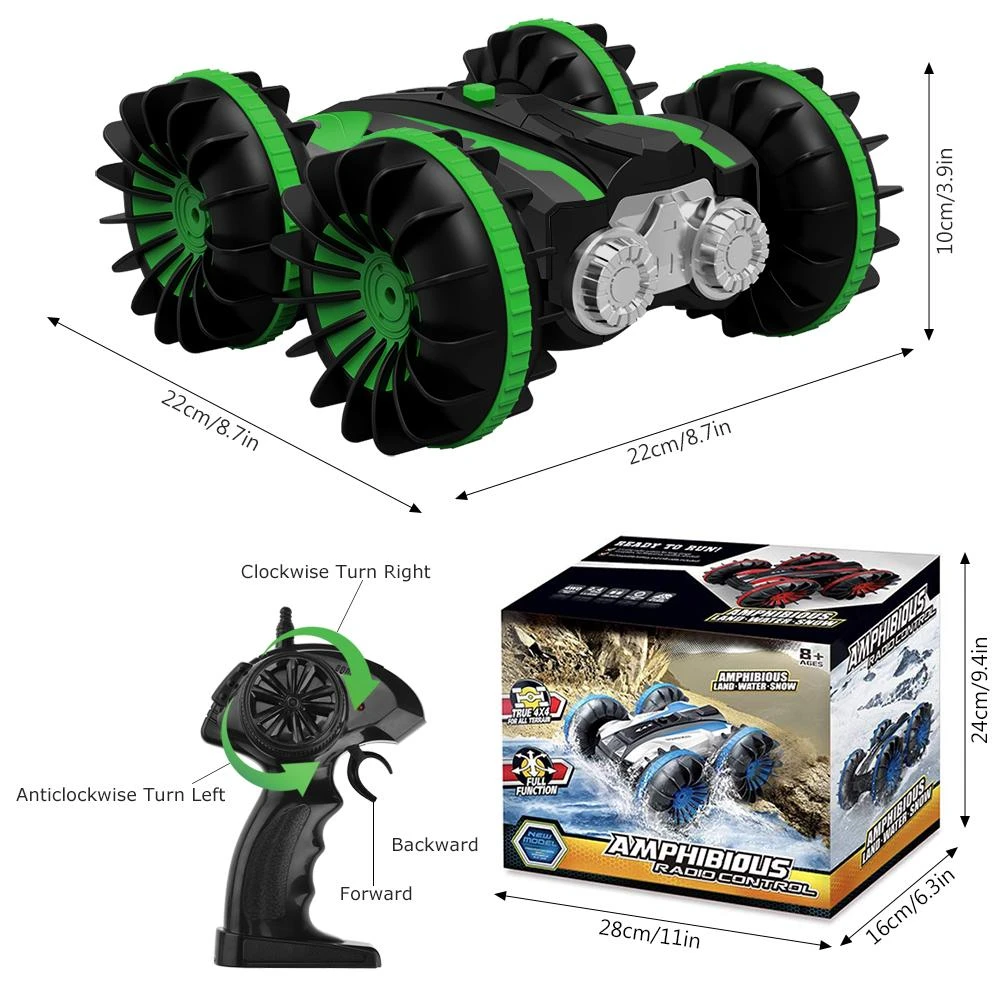 ALLCACA 2.4G RC Car Boat Land Water RC Stunt Car Double Sided Remote - ALLCACA